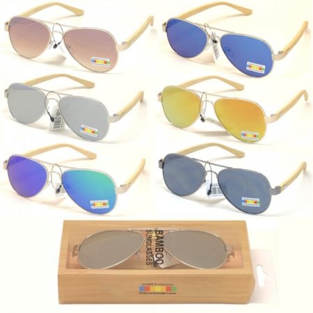 Aviator Bamboo Polycarbonate Sunglasses BA100